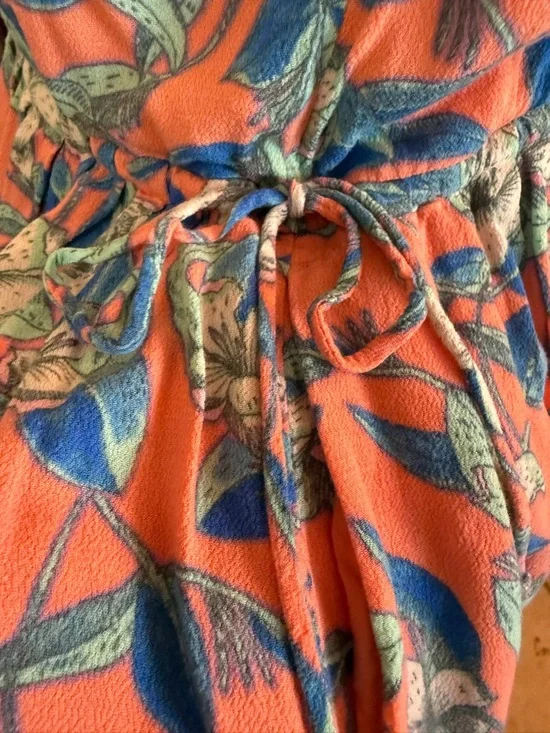 Free People Coral Peach Floral Mini Dress - Picture 7 of 14